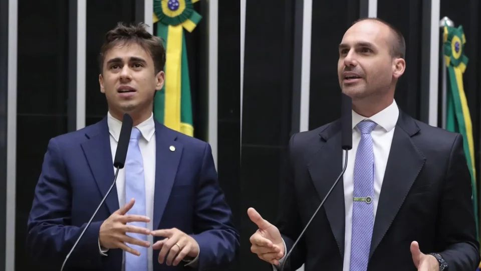 FAMÍLIA DE CONSERVA RACHADA: Após críticas, Nikolas nega amnésia e diz que Eduardo Bolsonaro "não está bem"