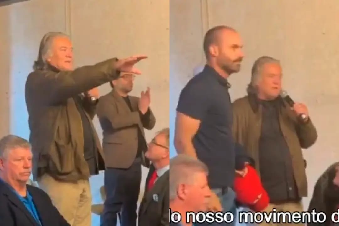 Após gesto nazista, Steve Bannon diz que Eduardo Bolsonaro será presidente do Brasil